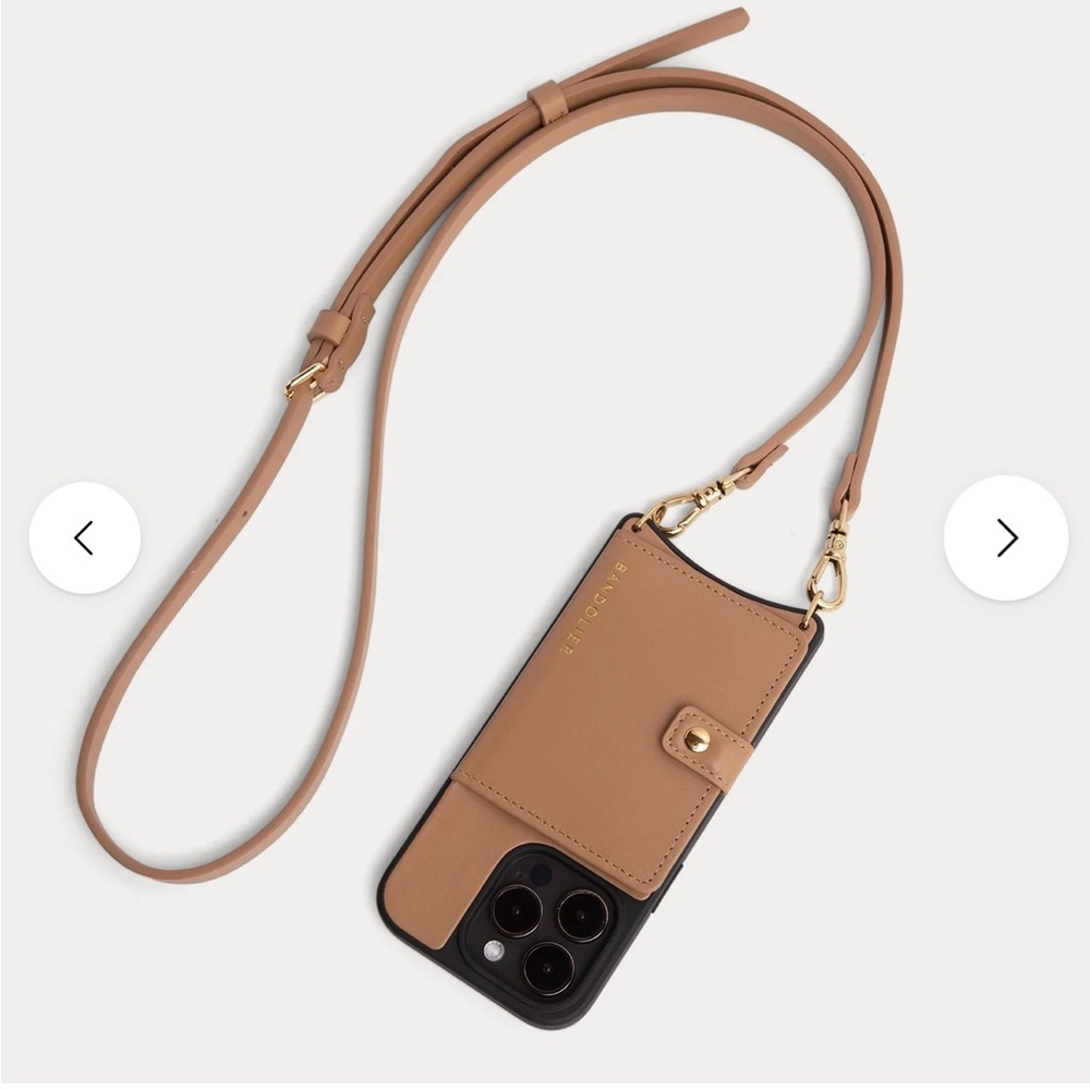 Bandolier Mila MagSafe Crossbody Phone Case in Tan/Gold for IPhone 14